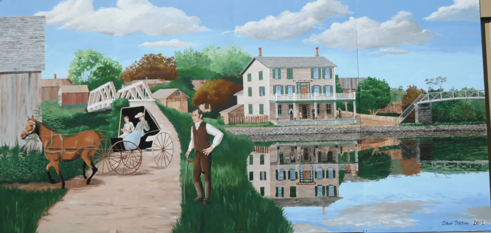 mural stands as a tribute to both the hospitality and hustle of canal life, and show the Exchange Hotel